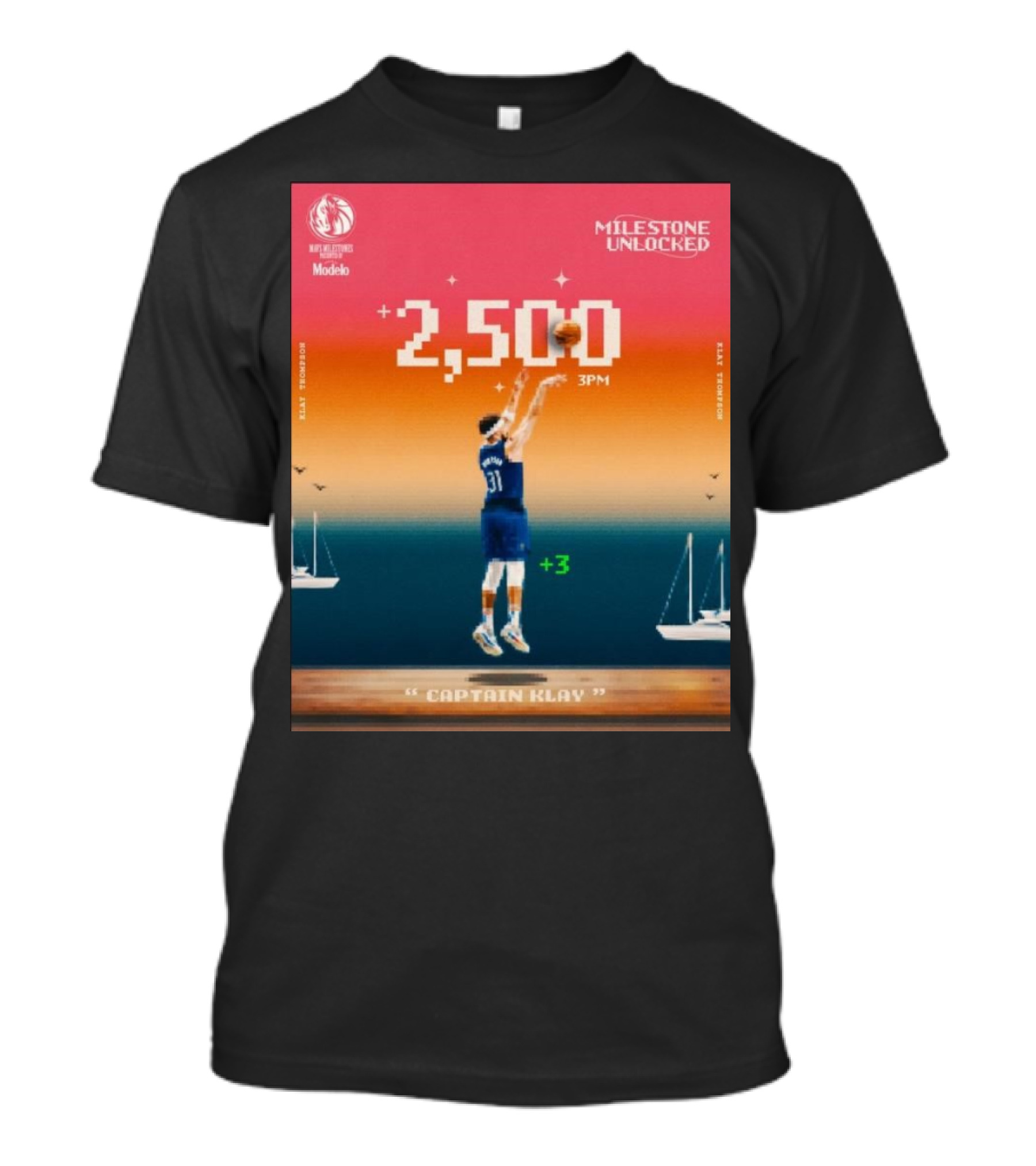 Klay Thompson NBA Dallas Mavericks Captain Klay 2,500 Career Milestone Unlocked T-Shirt