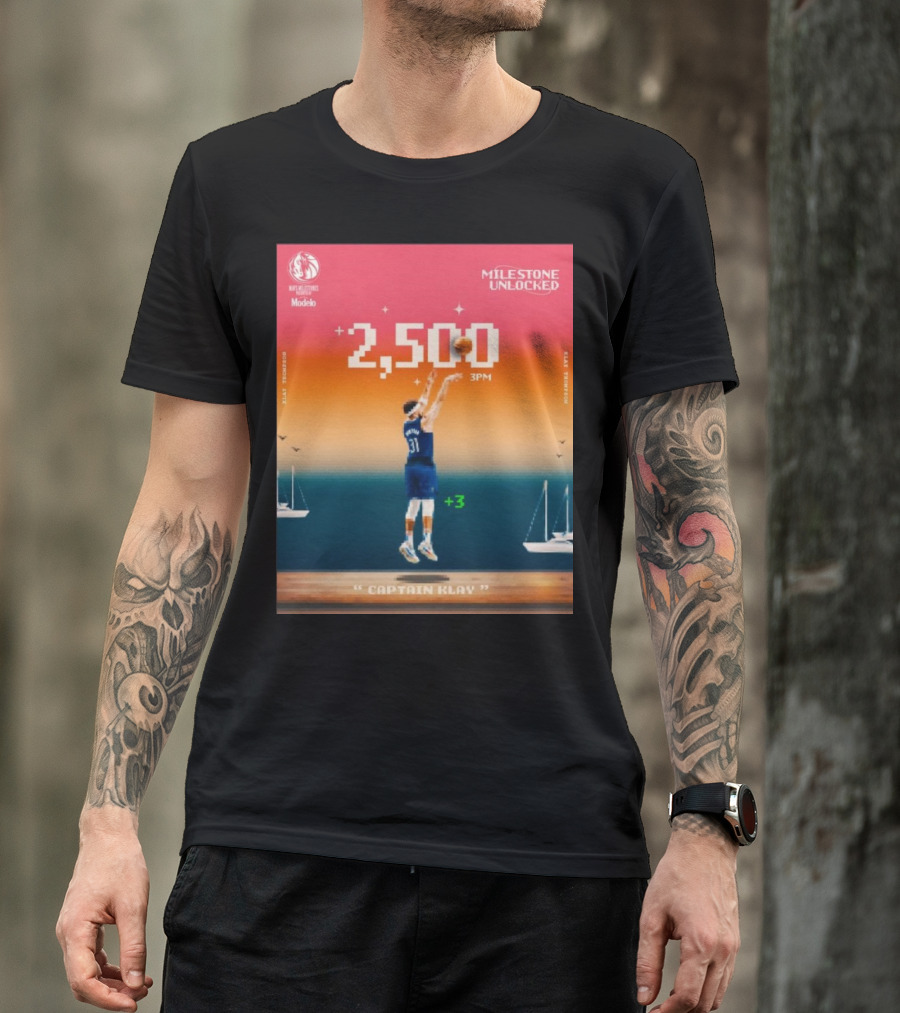 Klay Thompson NBA Dallas Mavericks Captain Klay 2,500 Career Milestone Unlocked T-Shirt