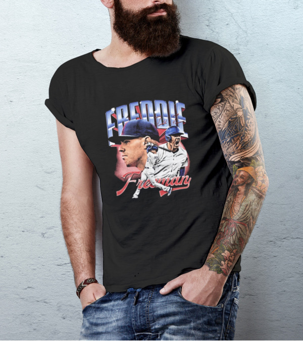 Freddie Freeman Los Angeles Dodgers Vintage Collage MLB Signature T-Shirt