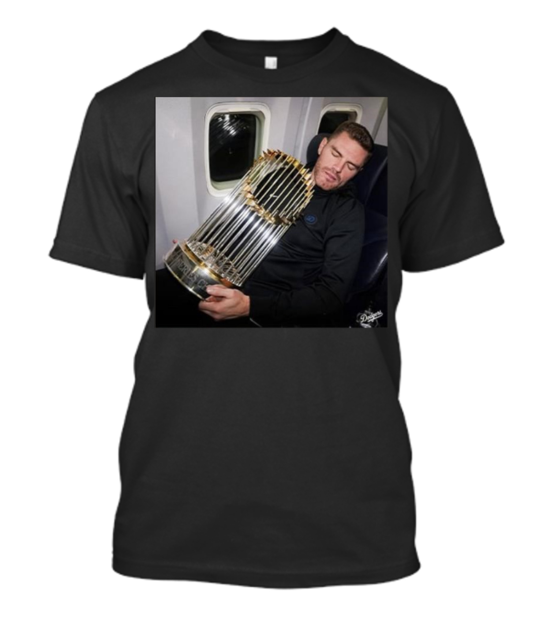 Dodgers Freddie Freeman Sleeping With World Series Trophy On Plane T-Shirt