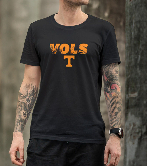 Tennessee Vols Flame Text Dark Mode T T-Shirt