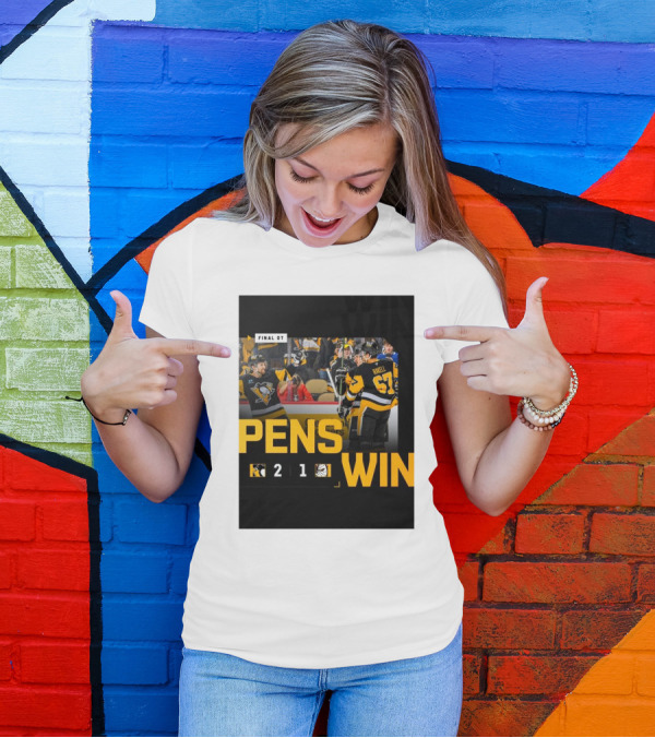 Final OT Pens Win 2-1 Pittsburgh Penguins Sidney Crosby Scores Against Anaheim Ducks T-Shirt