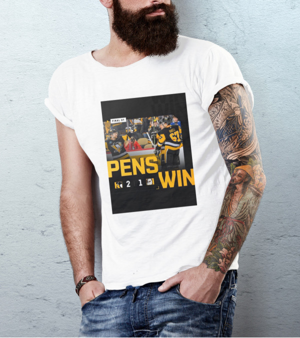 Final OT Pens Win 2-1 Pittsburgh Penguins Sidney Crosby Scores Against Anaheim Ducks T-Shirt