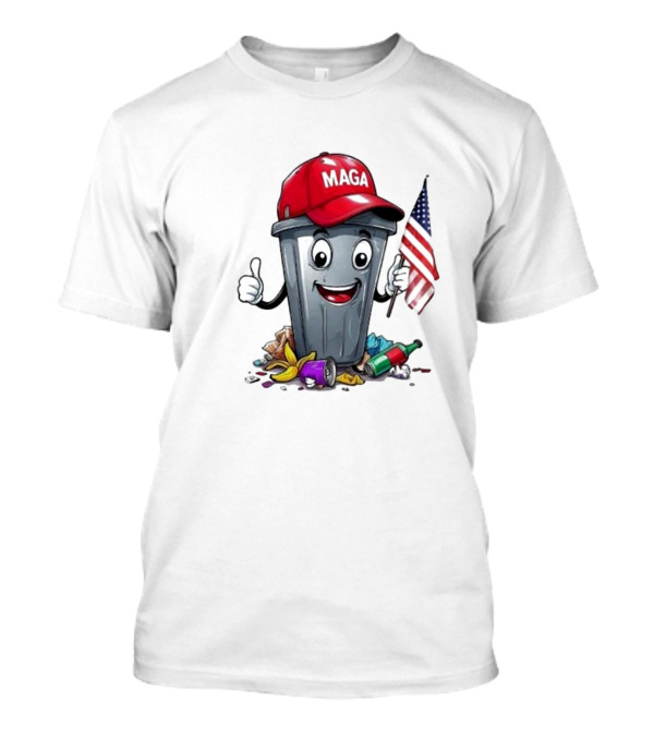 Trump MAGA Garbage Can American Flag 2024 Hat Thumbs Up Cartoon T-Shirt