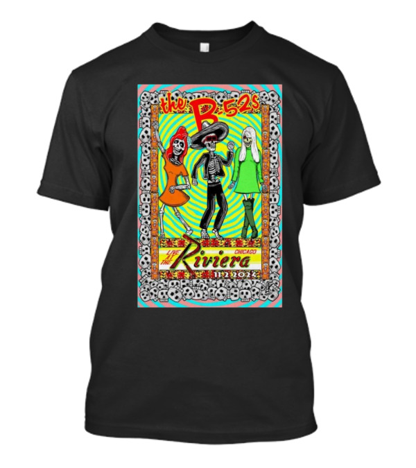 The B-52s Live At The Riviera Chicago Nov 02 2024 Event Skeletons And Psychedelic T-Shirt