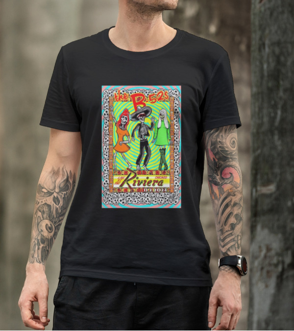 The B-52s Live At The Riviera Chicago Nov 02 2024 Event Skeletons And Psychedelic T-Shirt