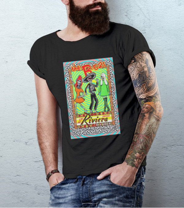 The B-52s Live At The Riviera Chicago Nov 02 2024 Event Skeletons And Psychedelic T-Shirt