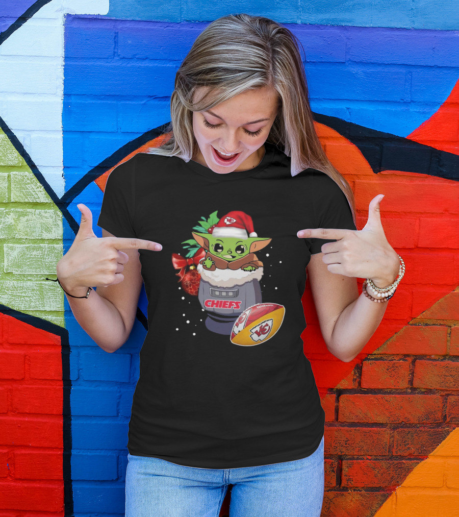 Baby Yoda Kansas City Chiefs Christmas 2024 Star Wars Football T-Shirt