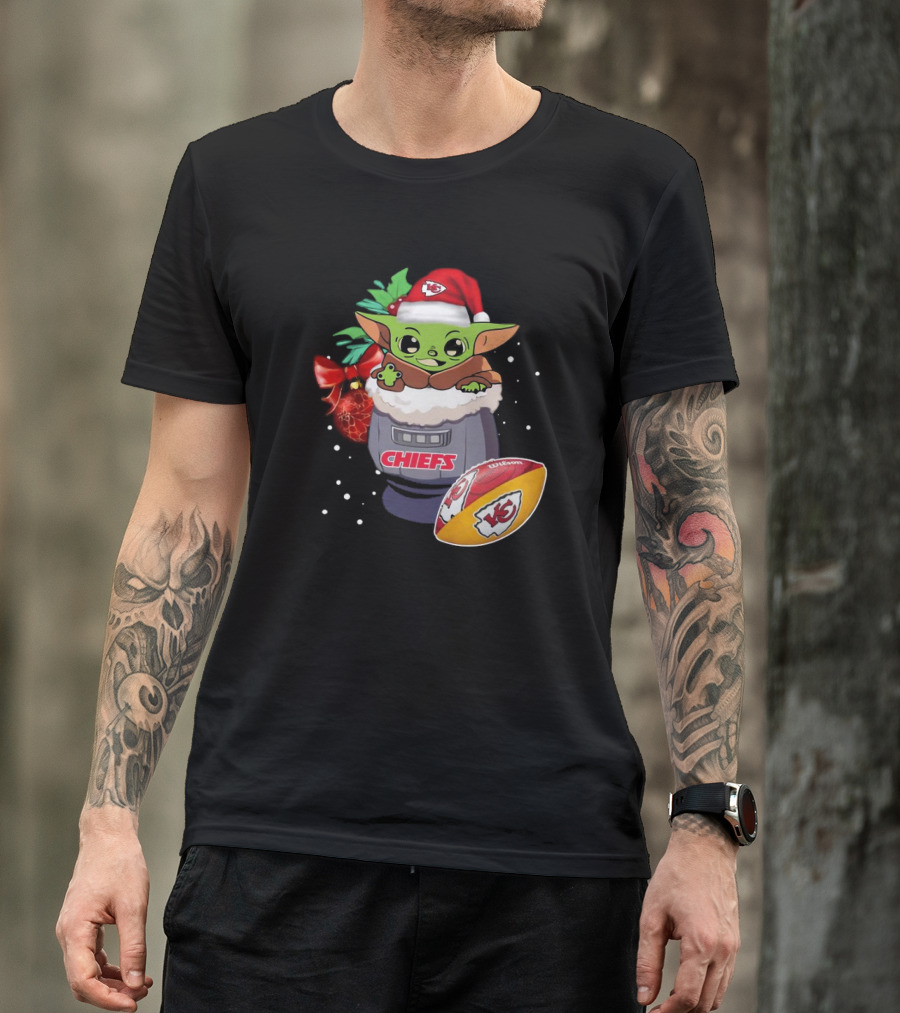 Baby Yoda Kansas City Chiefs Christmas 2024 Star Wars Football T-Shirt