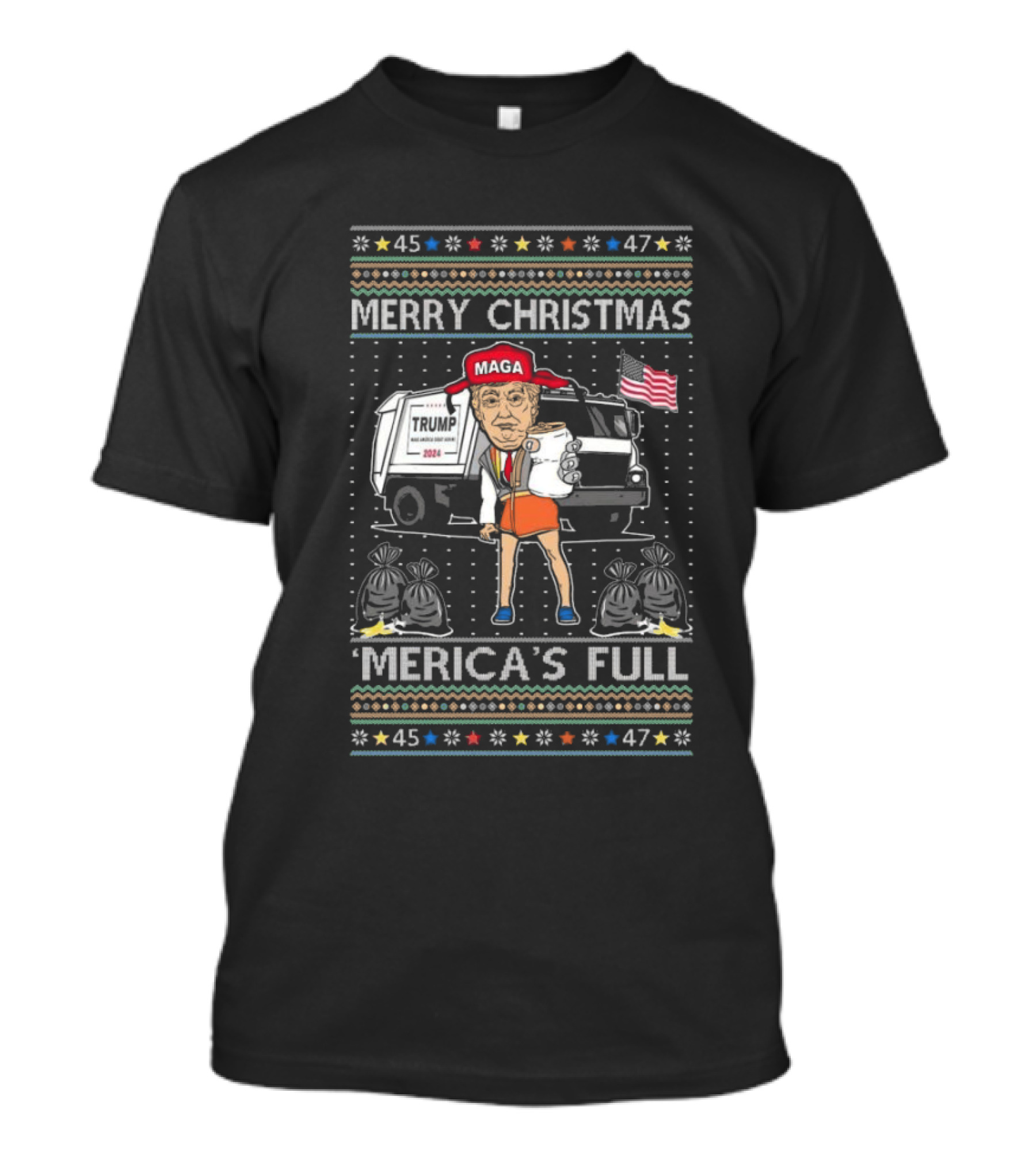 Merry Christmas 'Merica's Full MAGA Trump 2024 Ugly T-Shirt