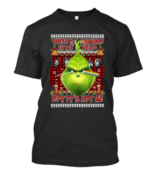 The Grinch Pink Floyd There Is Someone In My Head But It's Not Me Ugly Christmas 2024 Bells Plaid T-Shirt