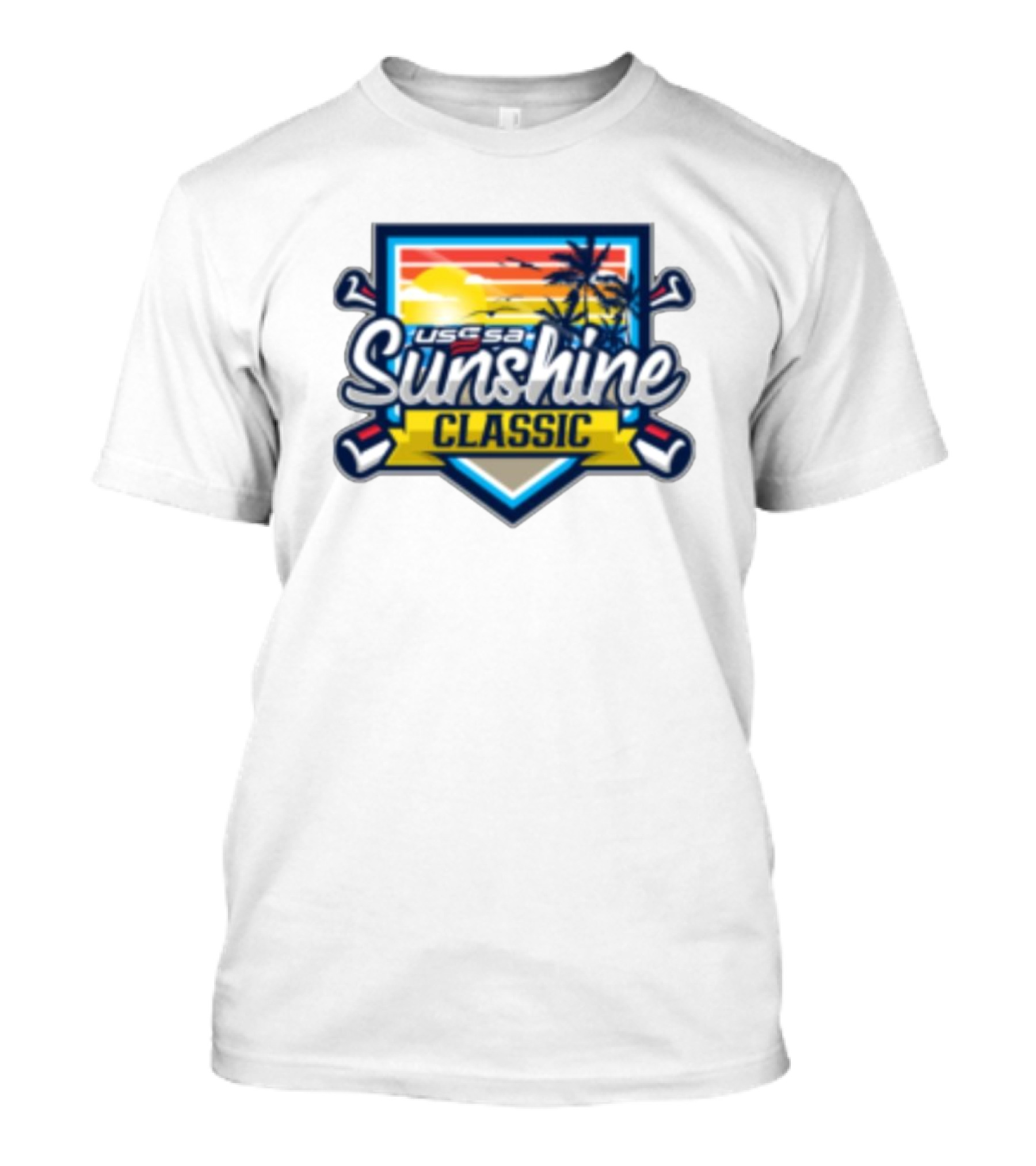 USSSA 11th Annual Sunshine Classic Nov 9-10 2024 Palm Trees Golf Sunset Emblem T-Shirt