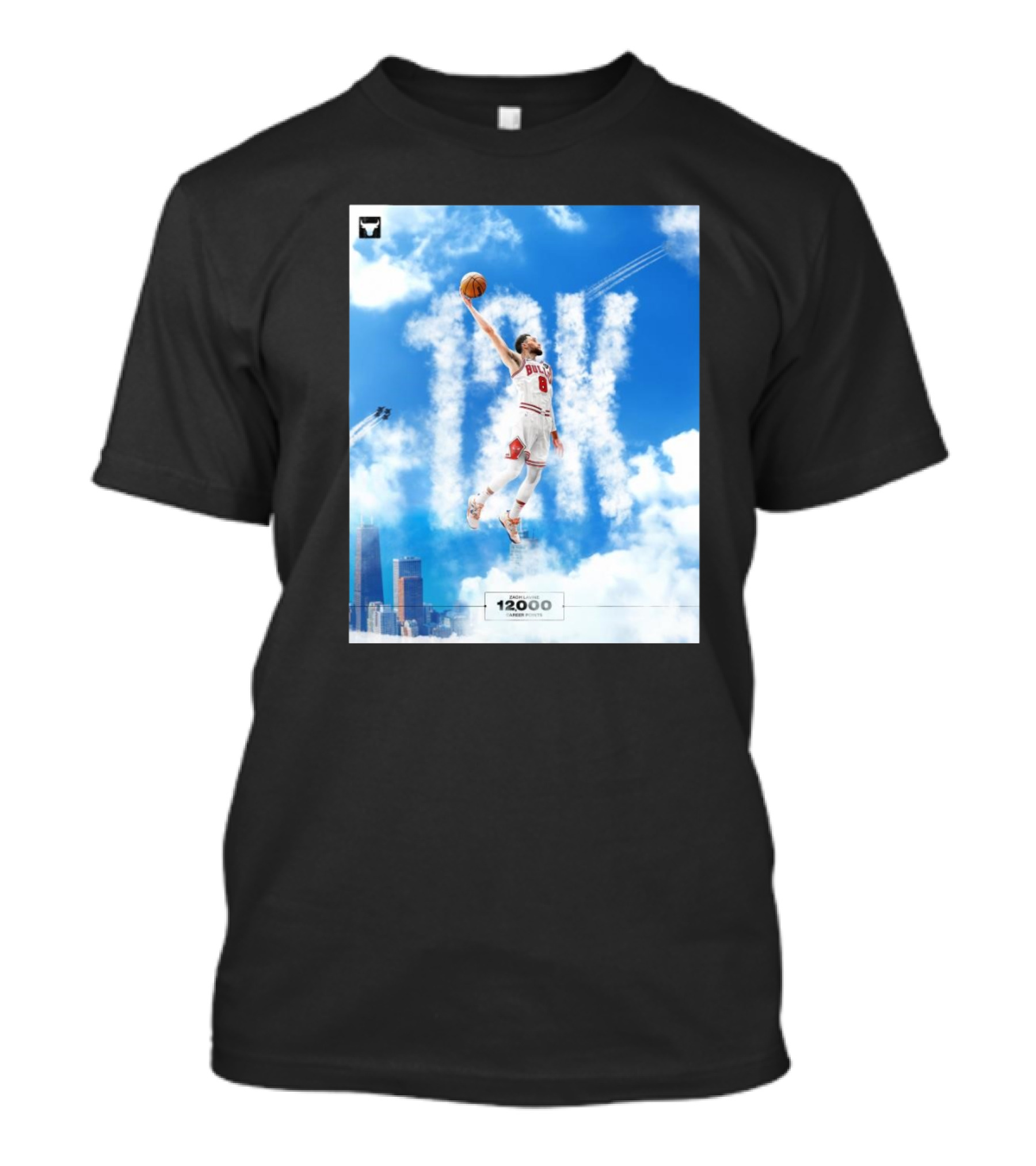 Zach LaVine Chicago Bulls 12000 Career Points Flight 8 Achievement T-Shirt