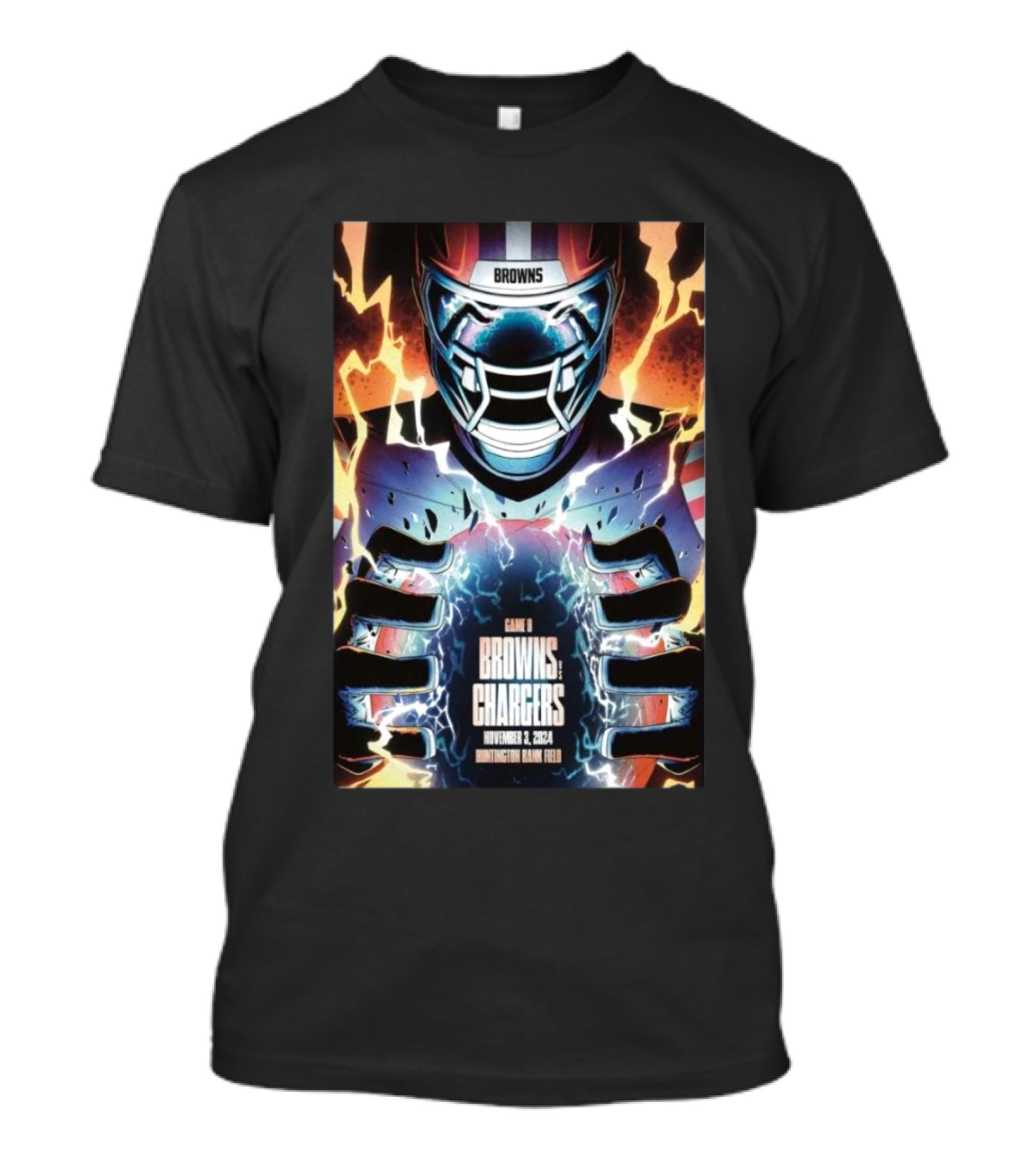 Game On Browns Vs Chargers November 3 2024 Huntington Bank Field T-Shirt
