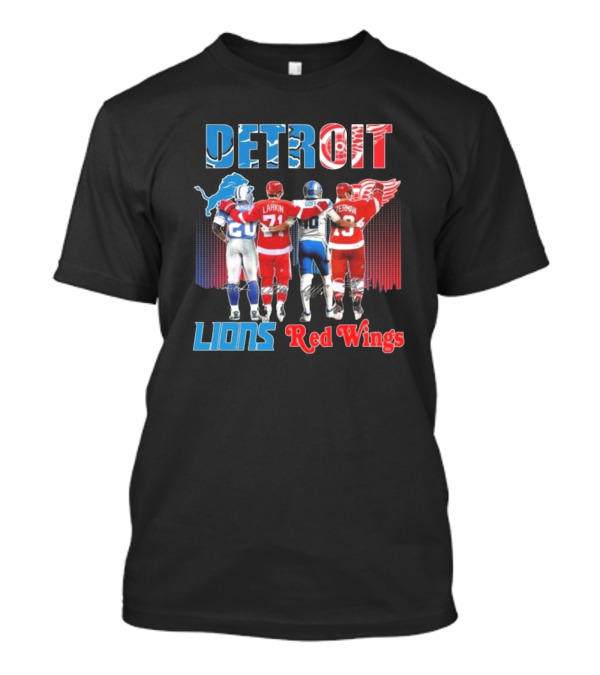 Detroit Lions Legends Red Wings 2024 Signatures T-Shirt