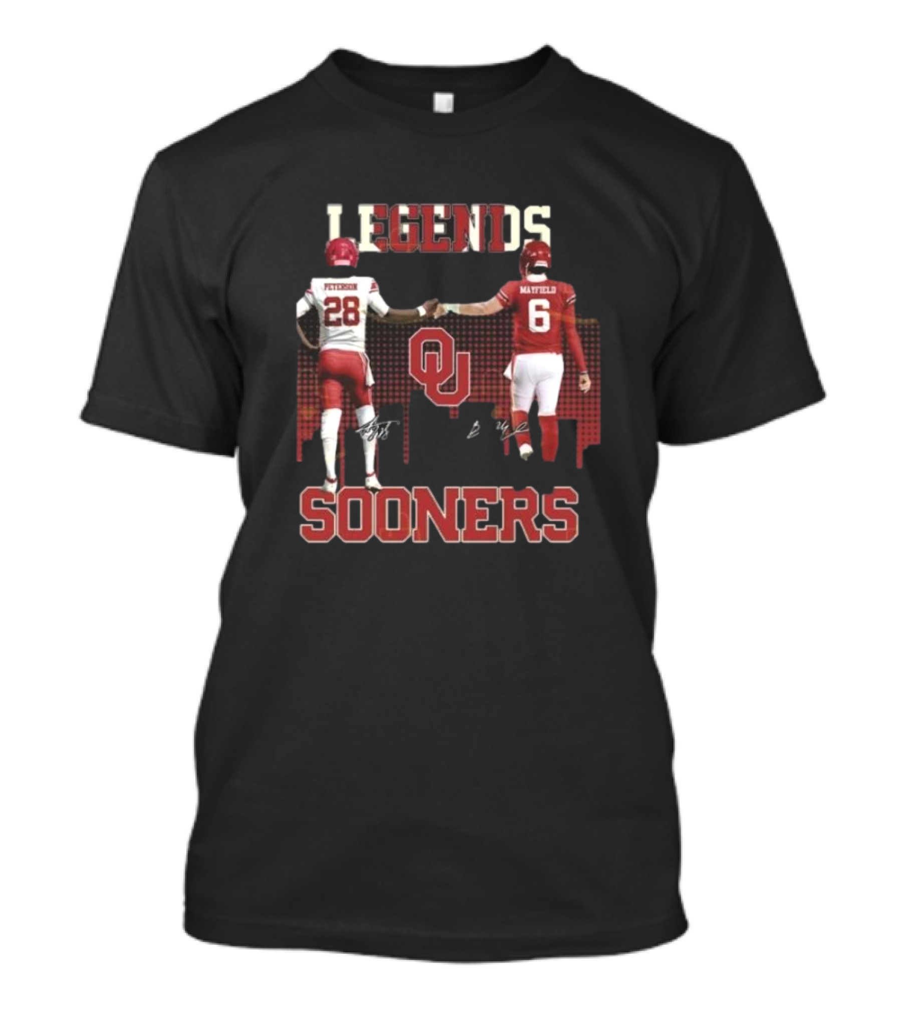 Oklahoma Sooners Legends Adrian Peterson Baker Mayfield Signatures T-Shirt