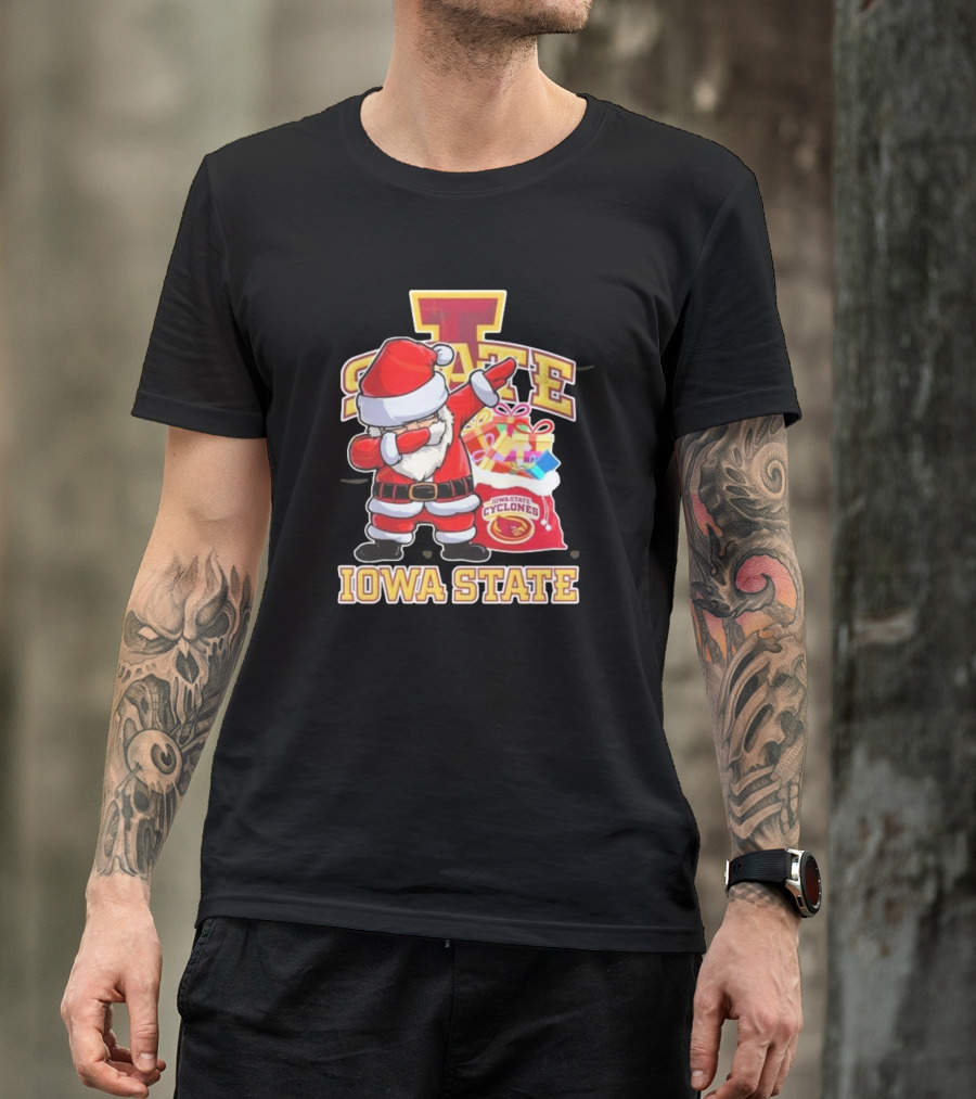 Santa Claus Iowa State Cyclones Dab Pose Holiday T-Shirt