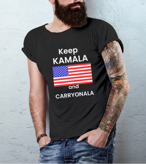 Keep Kamala And Carryonala USA Flag T-Shirt