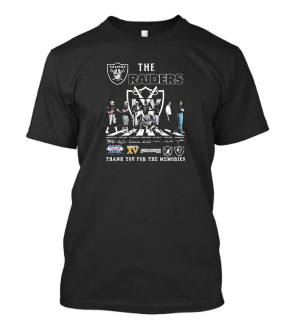 The Raiders Thank You For The Memories Signatures Raiders Shield Super Bowl XV T-Shirt