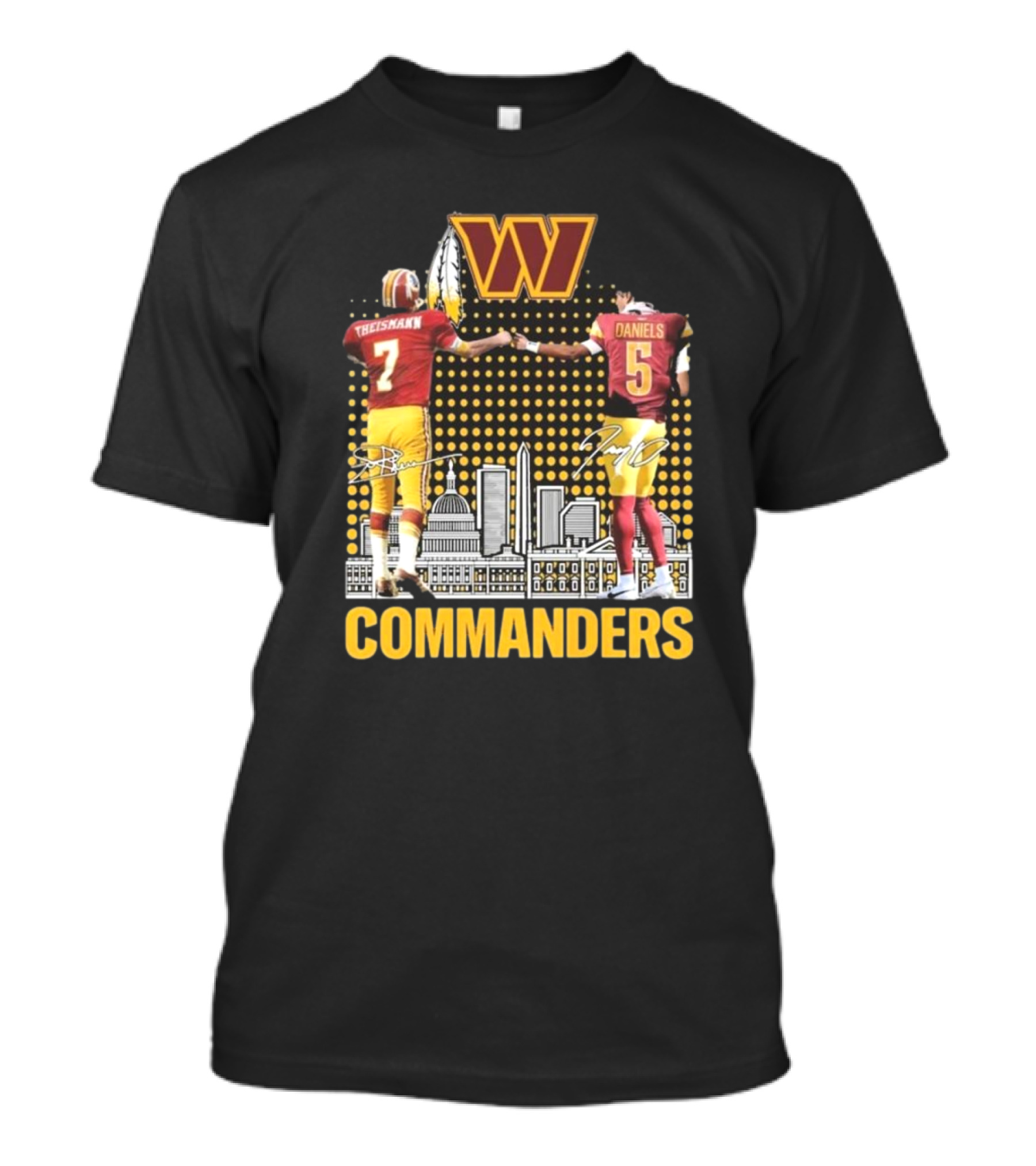 Theismann Daniels Washington Commanders Football Handshake Signatures T-Shirt
