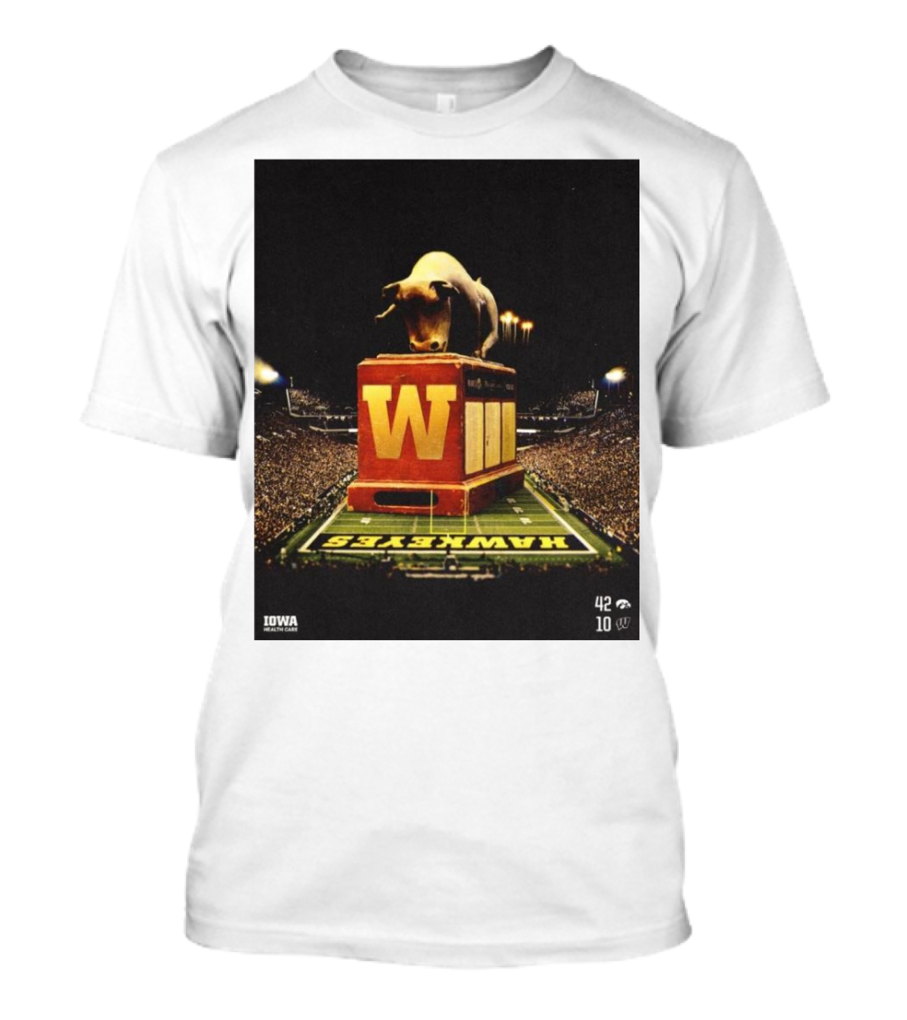 Iowa Hawkeyes 42-10 Victory Over Wisconsin Badgers Bulldozed Stadium Scene T-Shirt