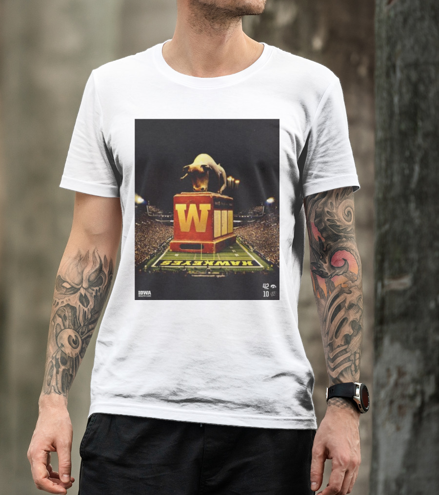 Iowa Hawkeyes 42-10 Victory Over Wisconsin Badgers Bulldozed Stadium Scene T-Shirt
