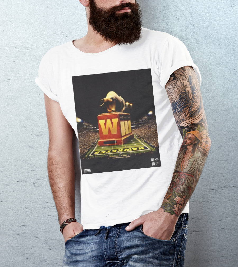 Iowa Hawkeyes 42-10 Victory Over Wisconsin Badgers Bulldozed Stadium Scene T-Shirt