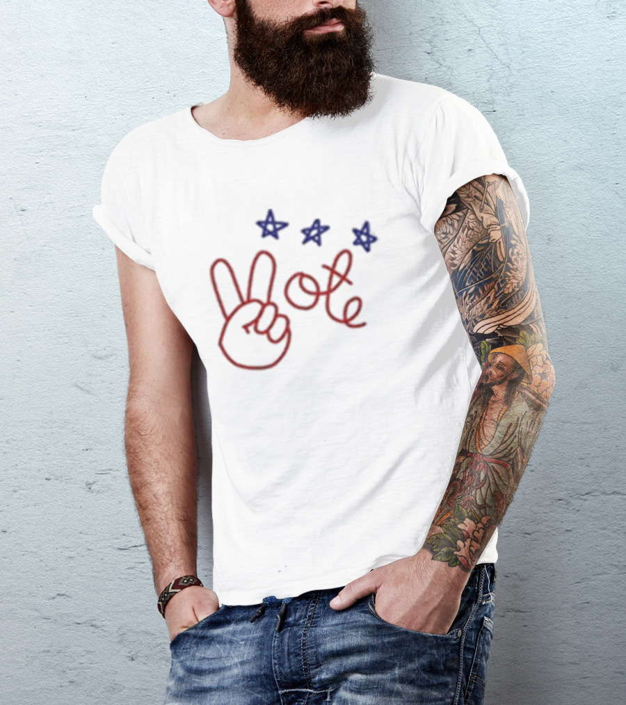 Peace Sign Vote Red White Blue Stars T-Shirt