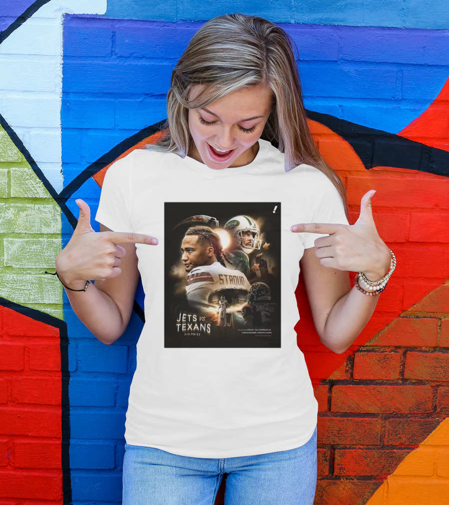 Jets Vs Texans NFL Showdown Featuring Stroud Anderson Rodgers Adams Halloween Night 8:15 PM ET T-Shirt