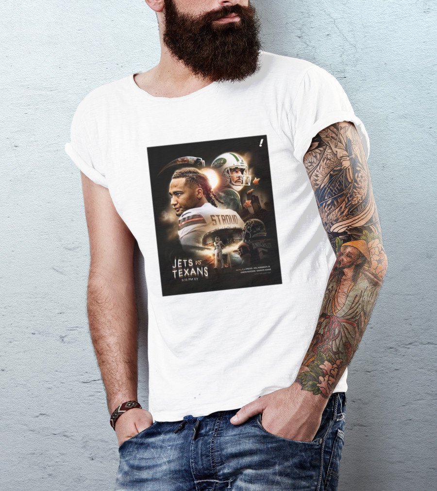 Jets Vs Texans NFL Showdown Featuring Stroud Anderson Rodgers Adams Halloween Night 8:15 PM ET T-Shirt