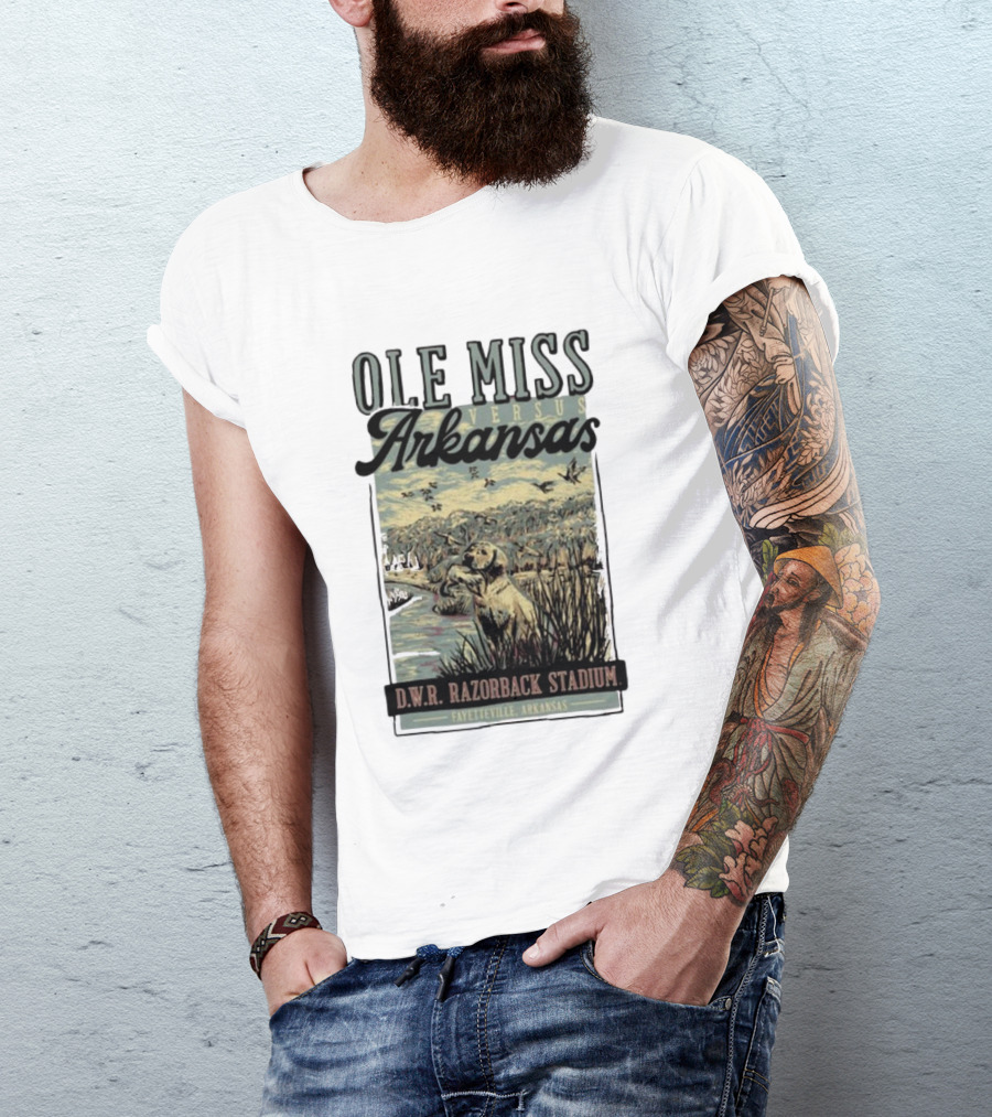 Ole Miss Versus Arkansas D.W.R. Razorback Stadium Fayetteville Game Day T-Shirt