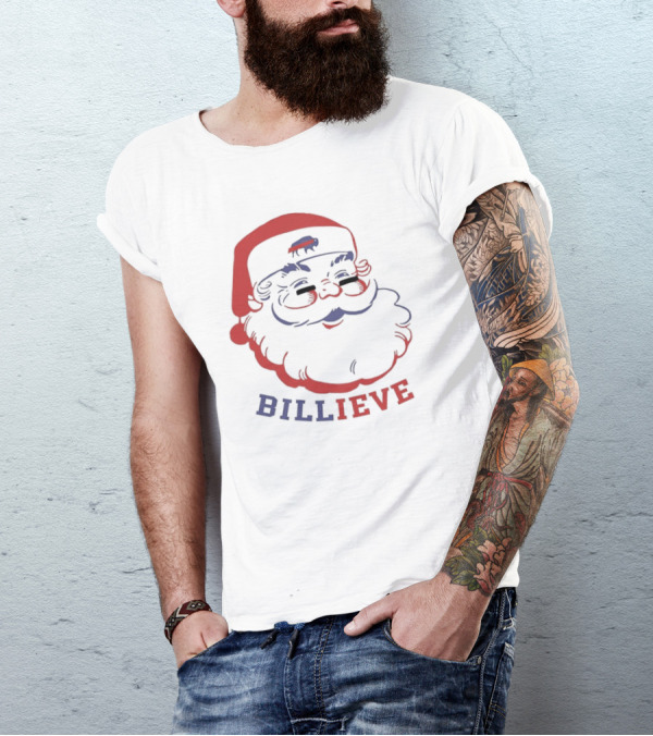 Santa Claus Buffalo Bills Billieve Christmas 2024 NFL Fan Holiday Spirit T-Shirt
