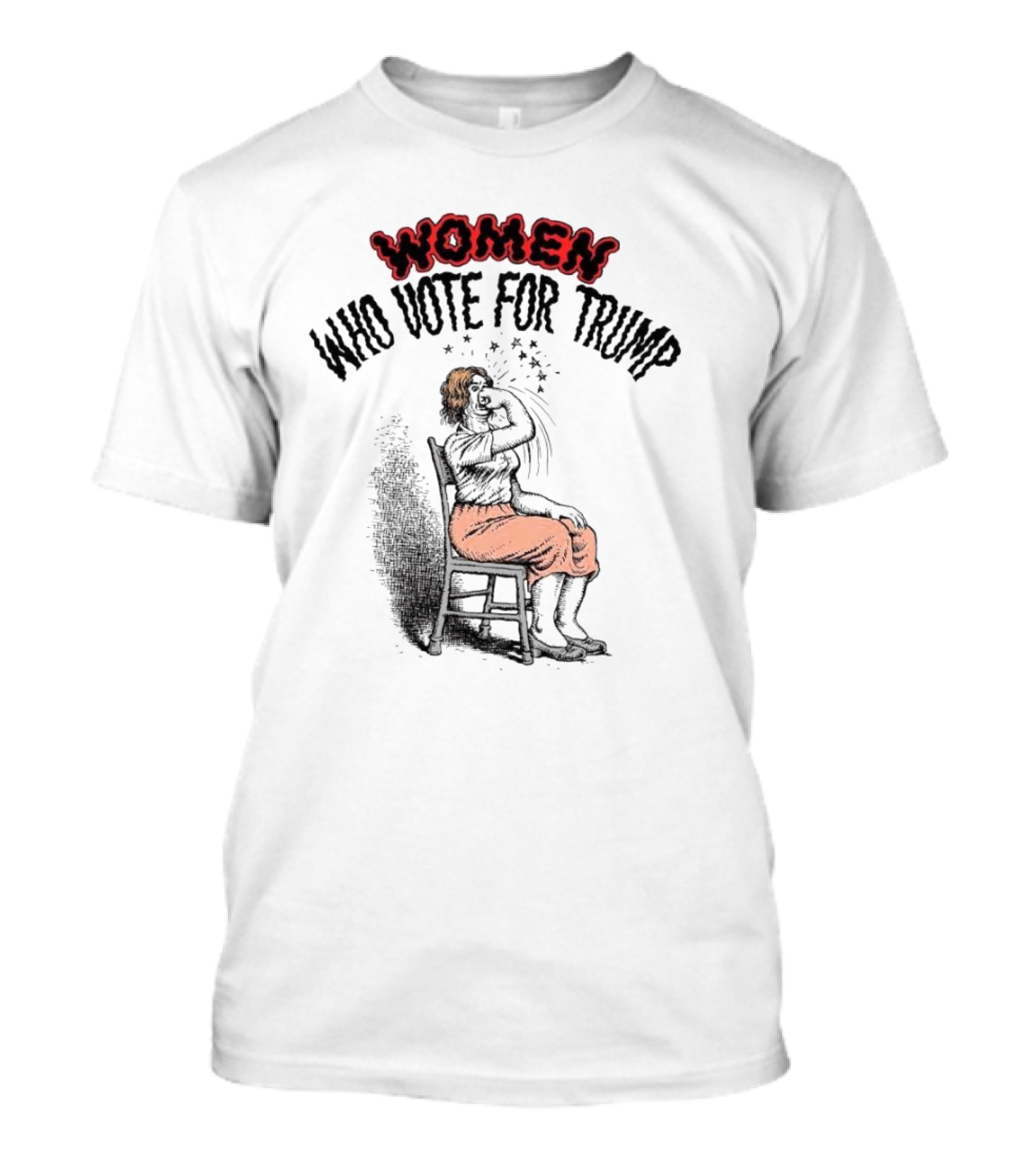 Women Who Vote For Trump Vintage Comic Style With Sitting Figure T-Shirt