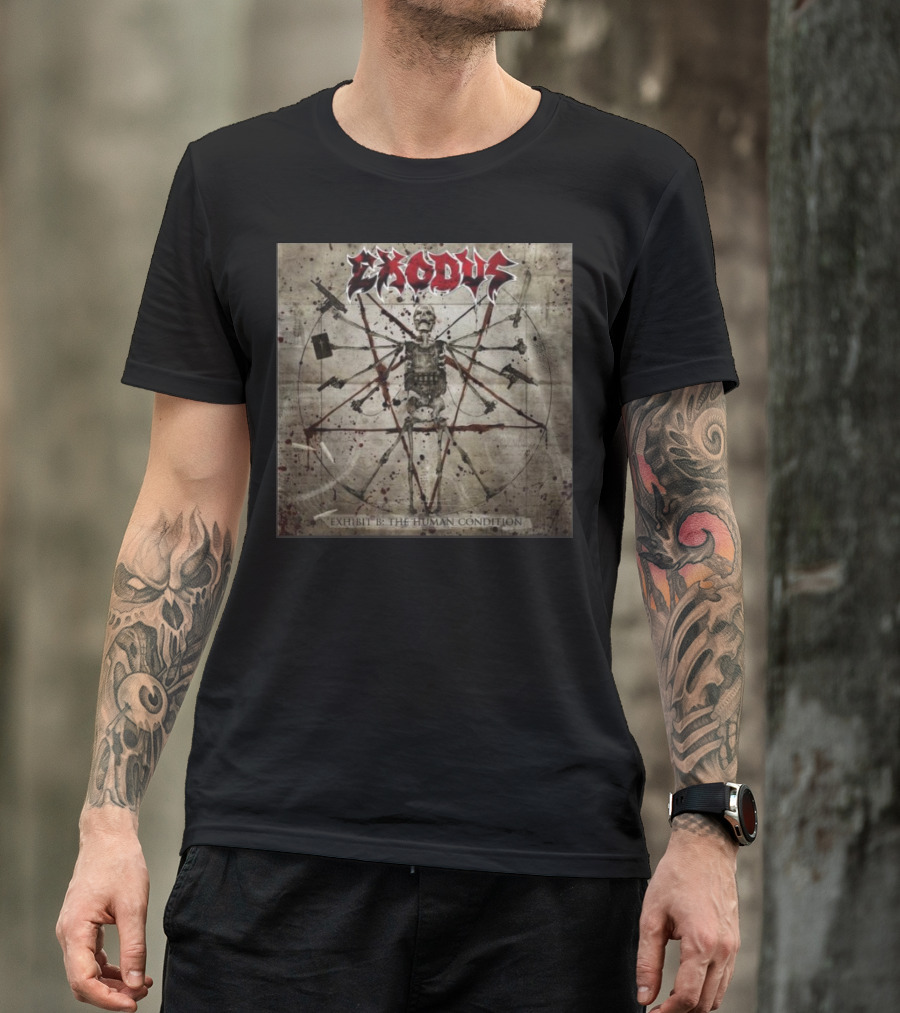 Exodus Exhibit B The Human Condition Vintage Style Skeleton With Weapons 22nd November T-Shirt