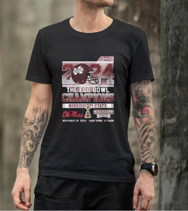 Mississippi State Bulldogs 2024 The Egg Bowl Champions Ole Miss November 29 Vaught Hemingway Stadium T-Shirt