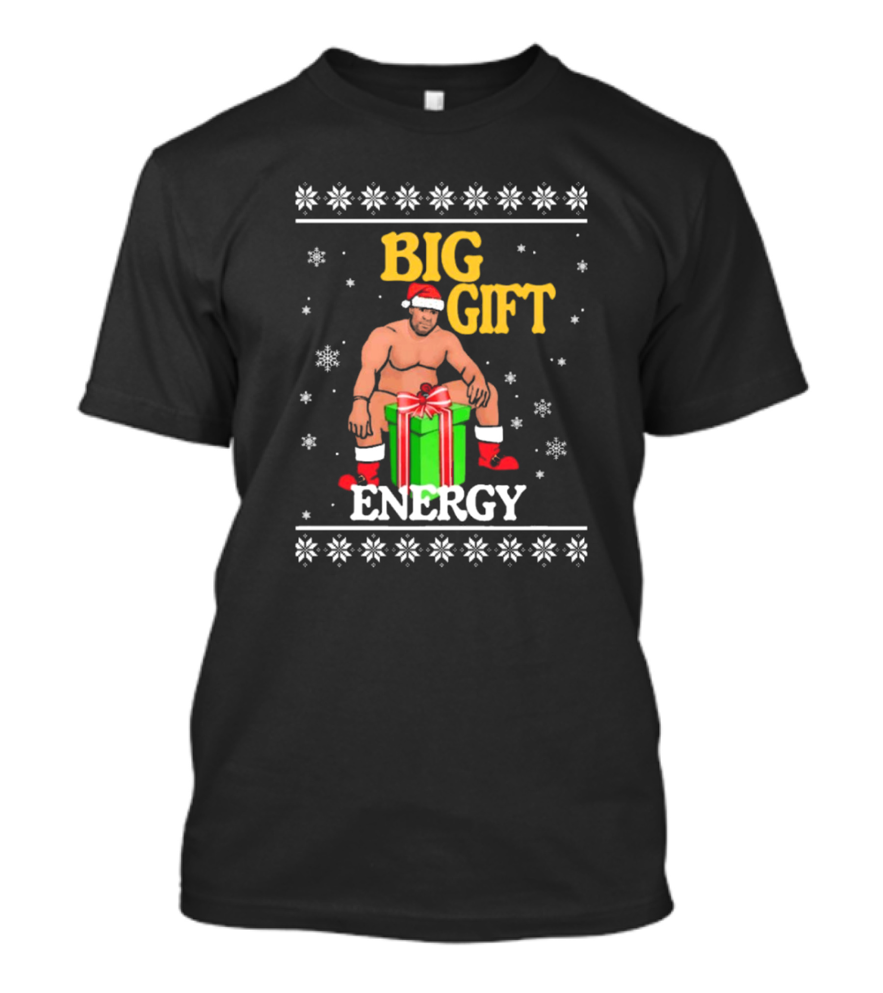 Naughty Big Gift Energy Barry Wood Ugly Christmas Sweaters 2024 Santa Hat Present Boxer T-Shirt
