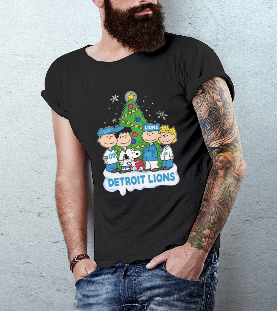 Peanuts Detroit Lions Merry Christmas T-Shirt