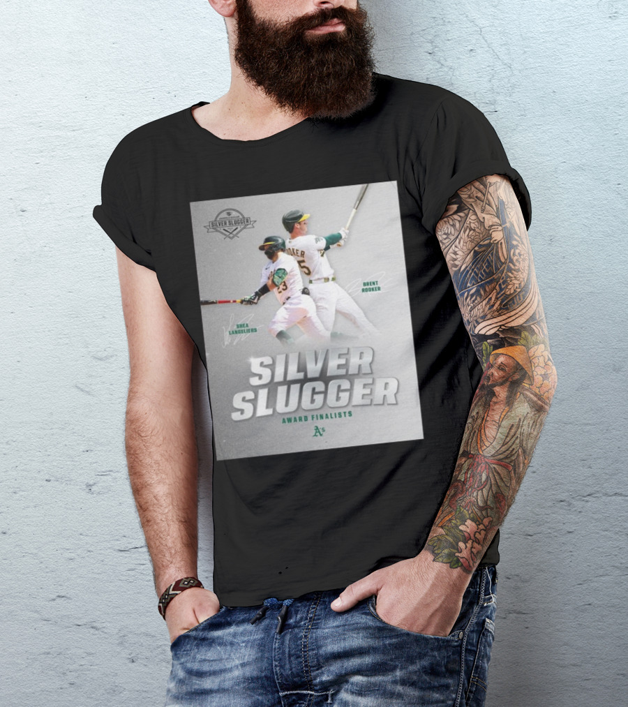 Shea Langeliers Brent Rooker Oakland Athletics Silver Slugger Award Finalists Signatures T-Shirt