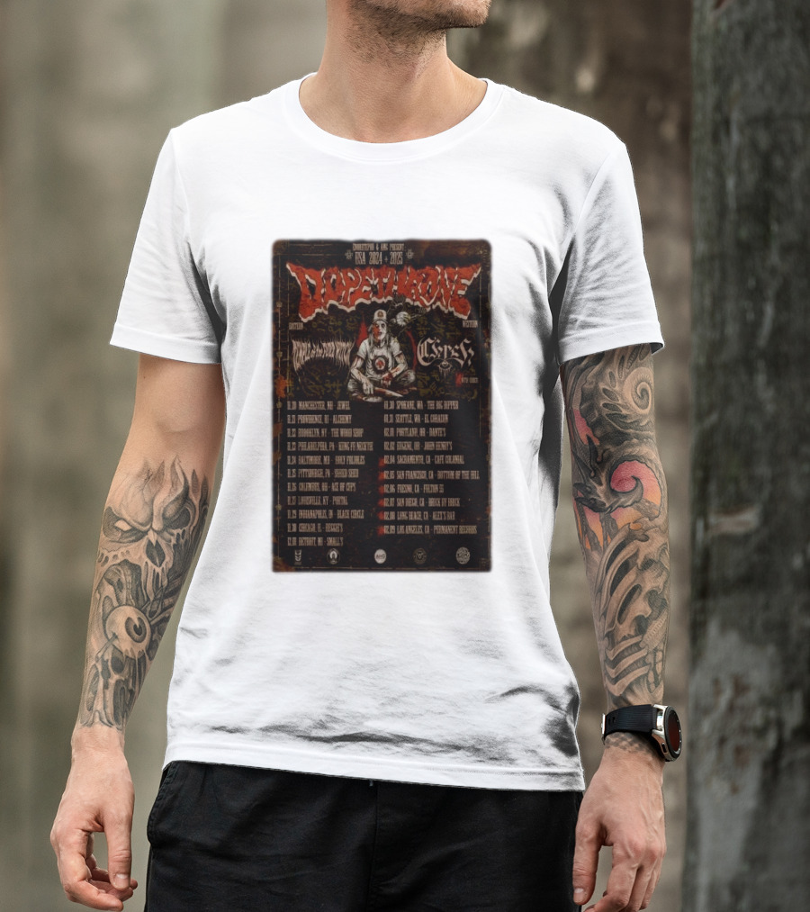 Dopethrone 2024-2025 USA Tour Temple Of The Fuzz Featuring Coven And Heavy Temple T-Shirt