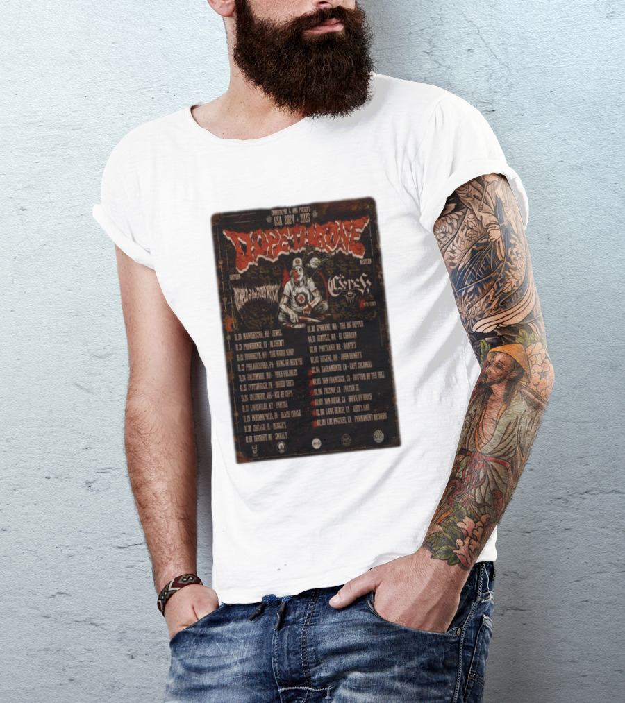 Dopethrone 2024-2025 USA Tour Temple Of The Fuzz Featuring Coven And Heavy Temple T-Shirt