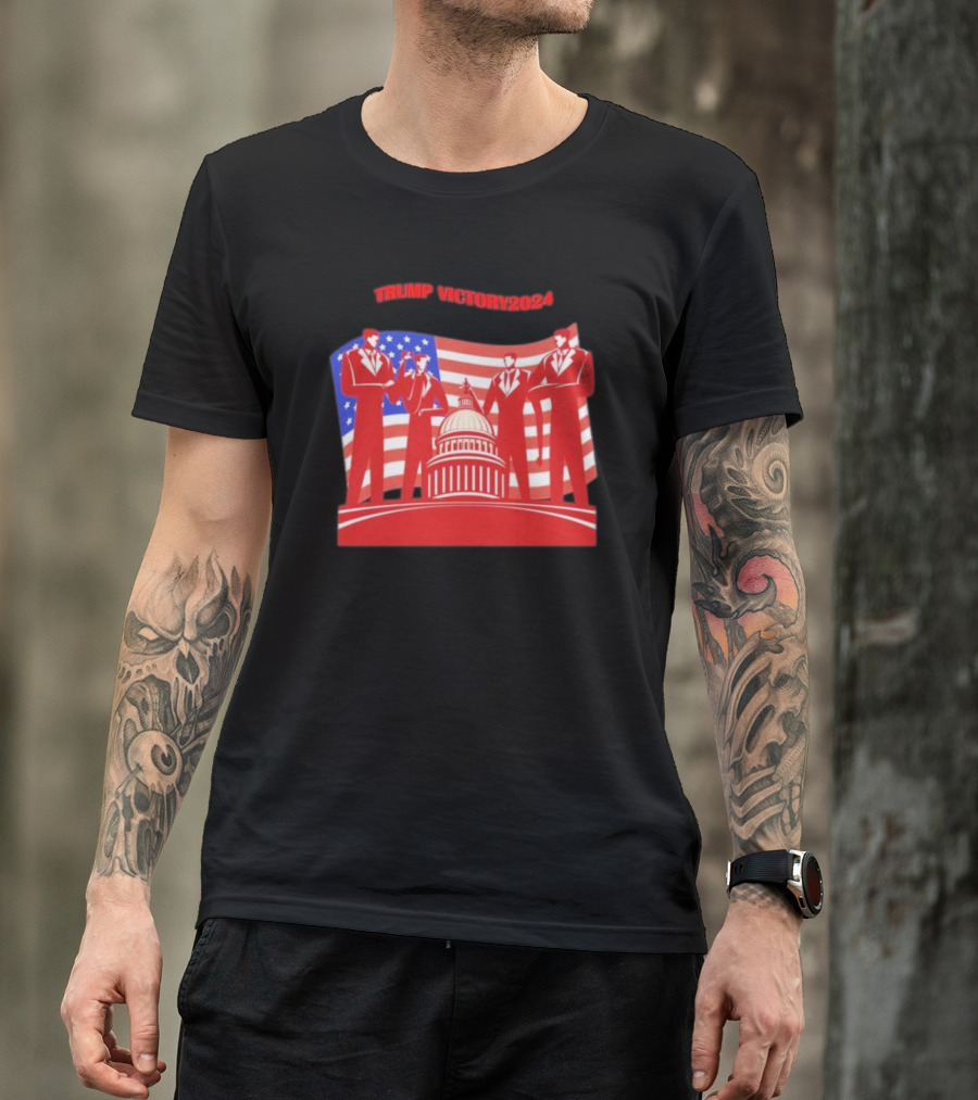 Trump Victory 2024 Patriotic Political American Flag Capitol T-Shirt