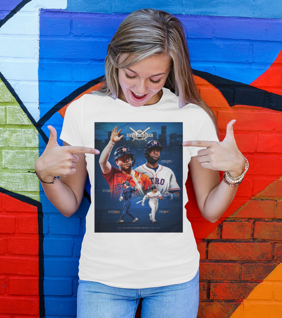 Altuve Alvarez Bregman Astros 2024 Silver Slugger Award Finalists Signatures T-Shirt