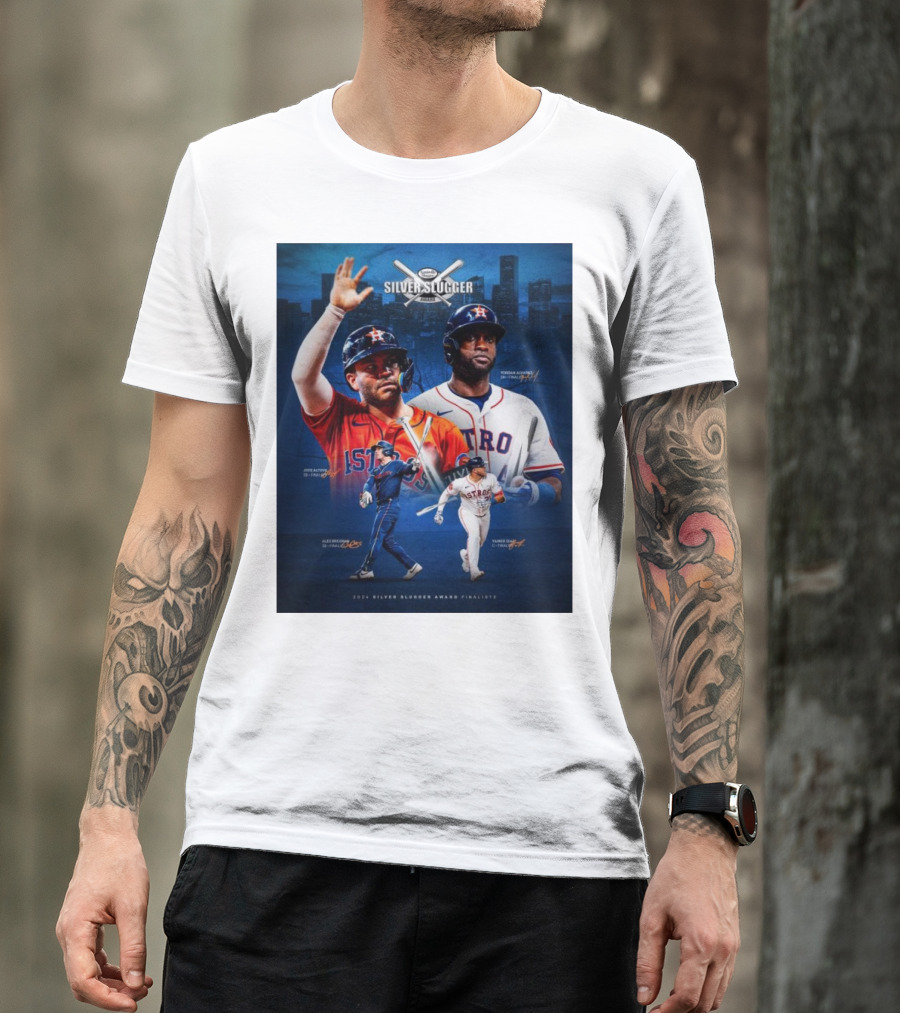 Altuve Alvarez Bregman Astros 2024 Silver Slugger Award Finalists Signatures T-Shirt
