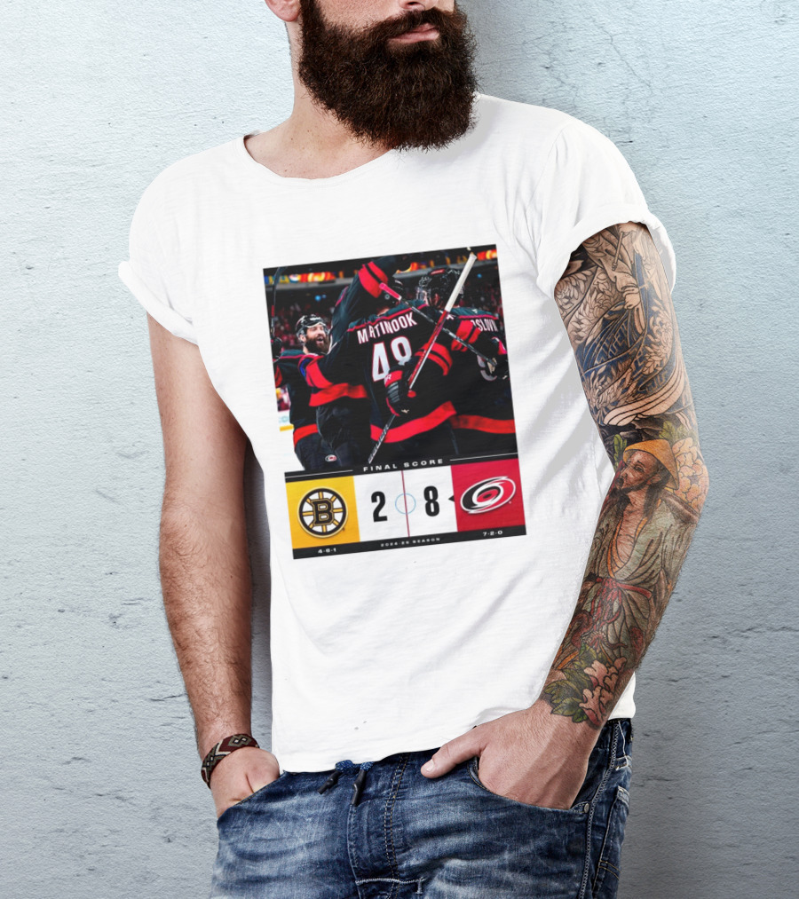 Boston Bruins 2-8 Carolina Hurricanes Final Score 2024-25 Season T-Shirt