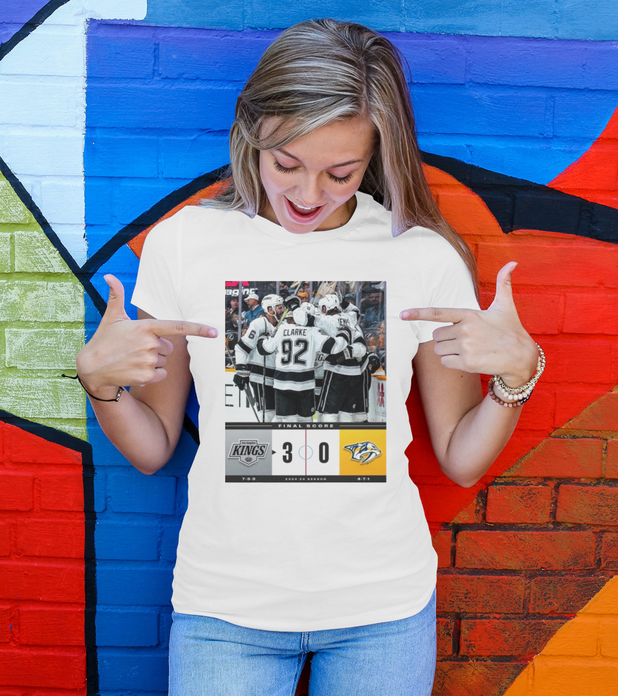 Final Score Los Angeles Kings 3-0 Nashville Predators NHL 2024-25 Season T-Shirt