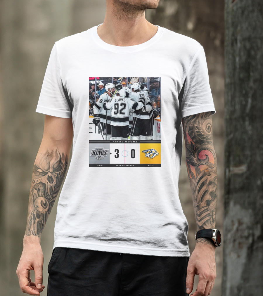 Final Score Los Angeles Kings 3-0 Nashville Predators NHL 2024-25 Season T-Shirt