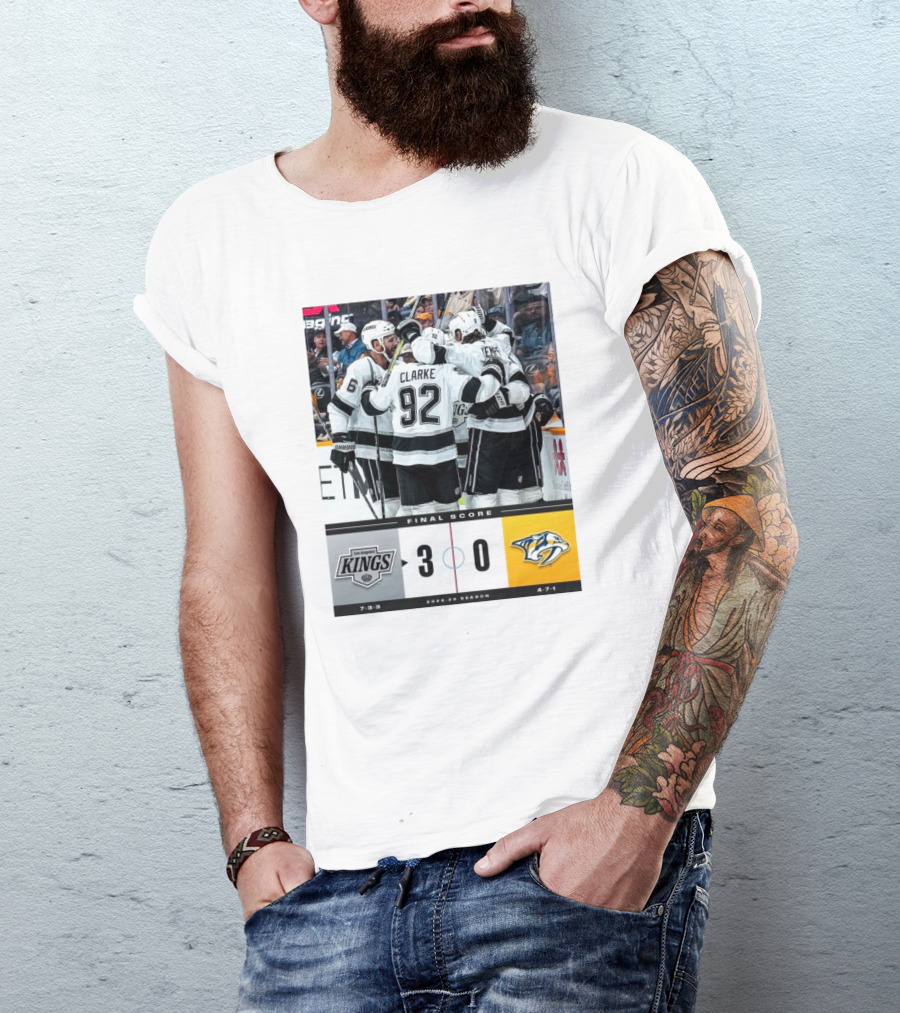 Final Score Los Angeles Kings 3-0 Nashville Predators NHL 2024-25 Season T-Shirt