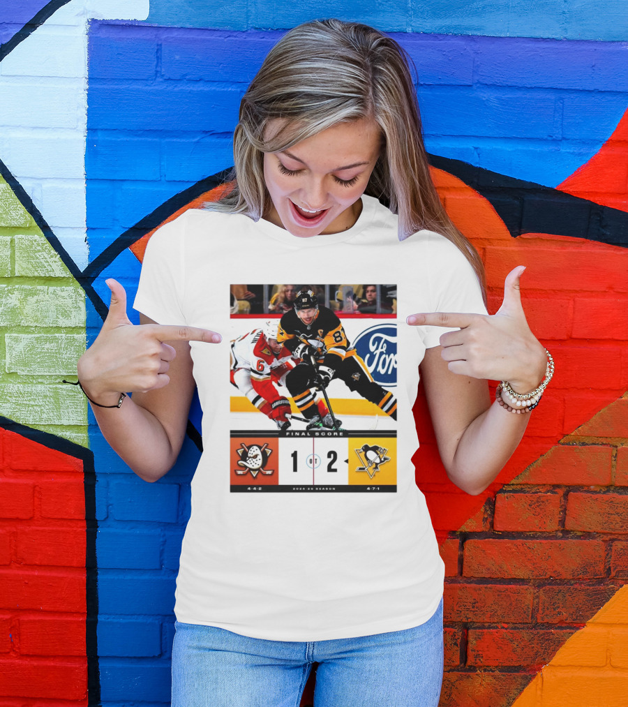 Pittsburgh Penguins 2-1 Victory Over Anaheim Ducks 2024-25 Season Final Score T-Shirt