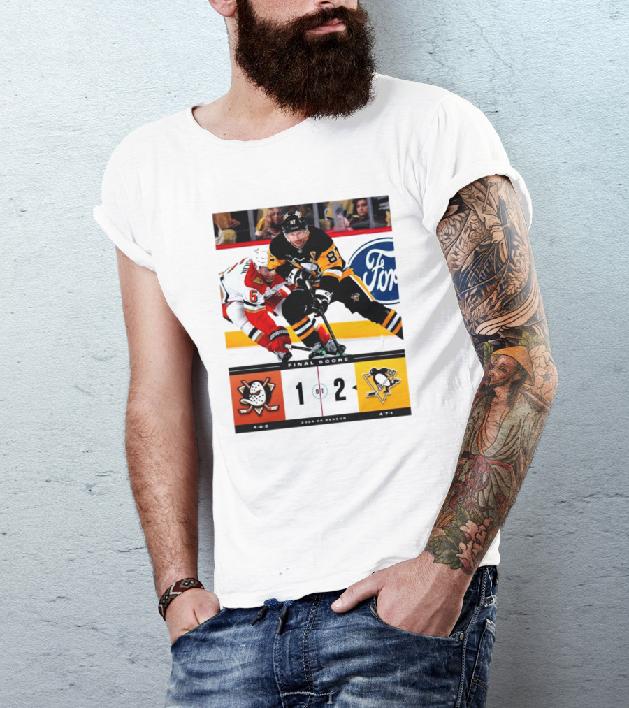 Pittsburgh Penguins 2-1 Victory Over Anaheim Ducks 2024-25 Season Final Score T-Shirt