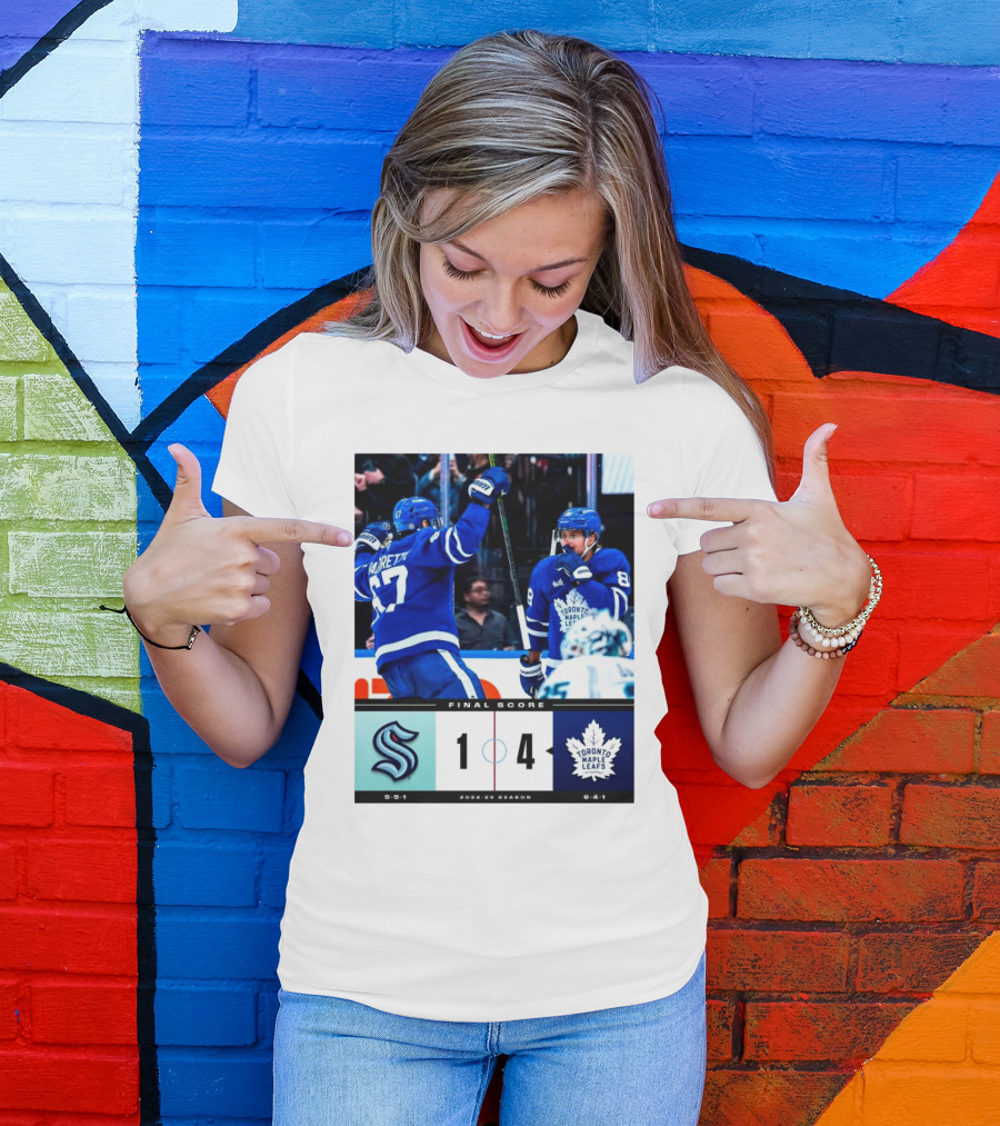 Final Score Seattle Kraken Vs Toronto Maple Leafs 1 4 2024 25 Season T-Shirt